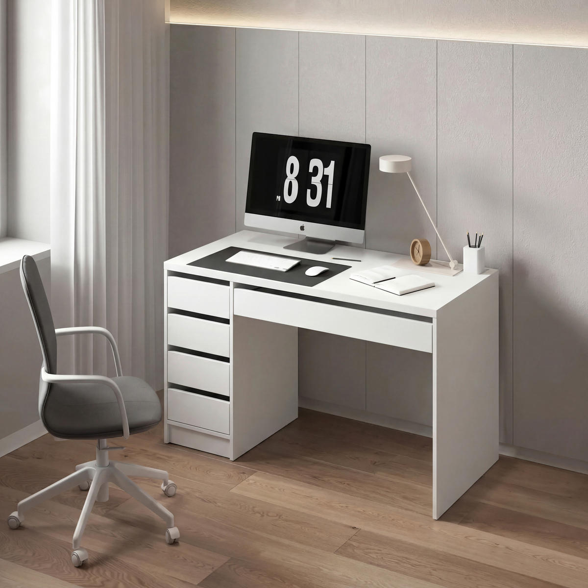 SCHREIBTISCH 120/55/77,6 cm Weiß  - Weiß, MODERN, Holzwerkstoff (120/55/77,6cm) - Livetastic