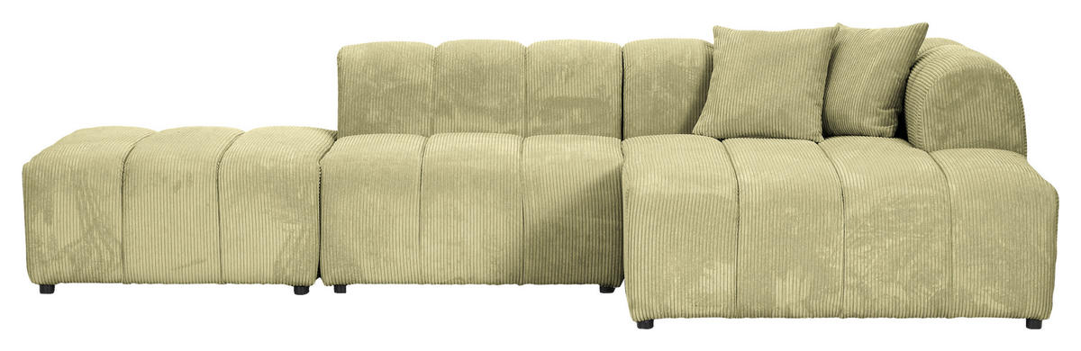 ECKSOFA Hellgrün Cord Zierkissen, Rücken echt  - Schwarz/Hellgrün, KONVENTIONELL, Kunststoff/Textil (313/162cm) - Carryhome