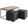 COUCHTISCHSET in Holz 100/60/39 cm  - Eichefarben/Schwarz, Design, Holz/Textil (100/60/39cm) - Novel