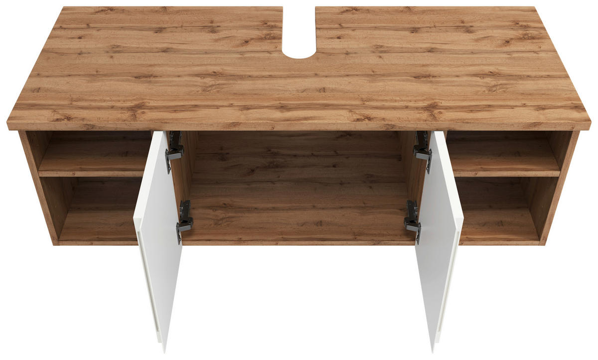 WASCHBECKENUNTERSCHRANK 120/41/47 cm  - Eiche Wotan/Weiß, MODERN, Holzwerkstoff (120/41/47cm) - Held
