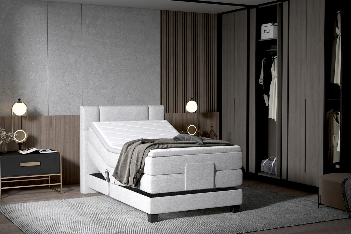 BOXSPRINGBETT 90/200 cm  in Seidengrau  - Seidengrau/Schwarz, KONVENTIONELL, Holz/Kunststoff (90/200cm) - Esposa