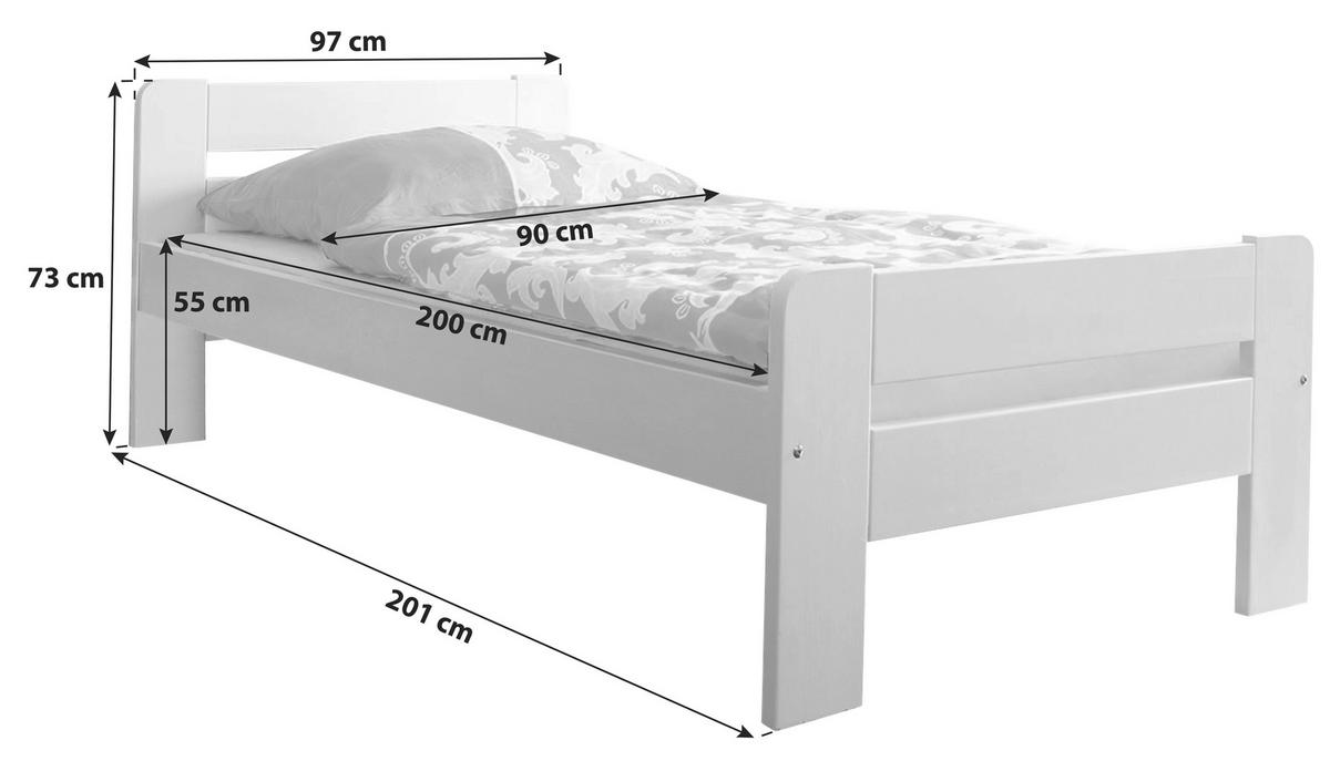 BETT 90/200 cm  in Weiß  - Weiß, Natur, Holz (90/200cm) - MID.YOU