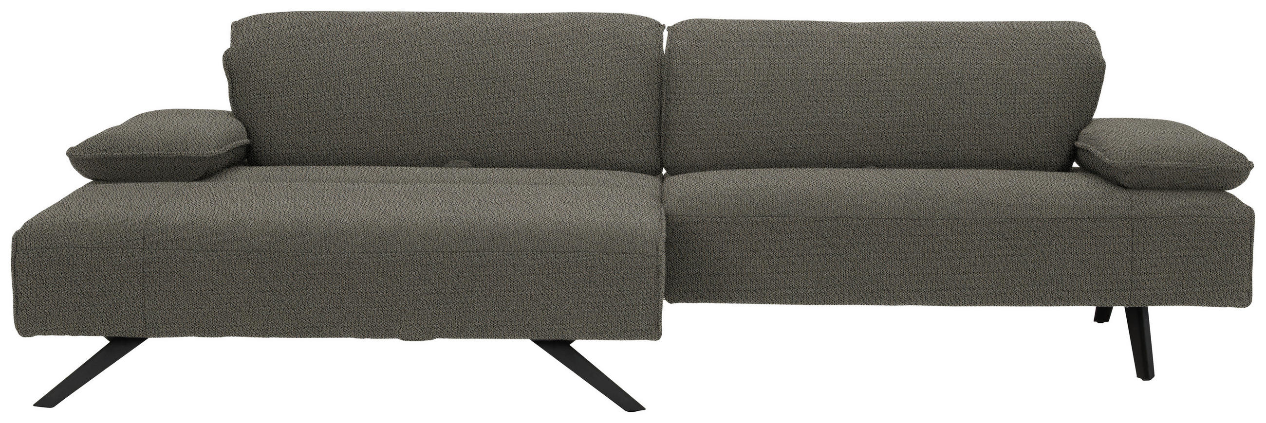 ECKSOFA in Flachgewebe Graubraun  - Anthrazit/Graubraun, Design, Textil/Metall (166/280cm) - Johann Jakob