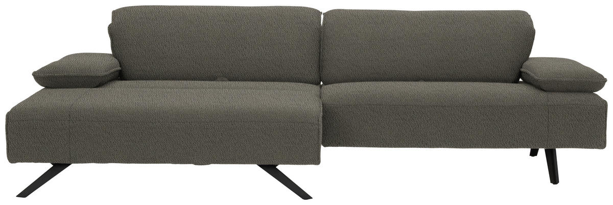 ECKSOFA in Flachgewebe Graubraun  - Anthrazit/Graubraun, Design, Textil/Metall (166/280cm) - Johann Jakob