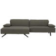 ECKSOFA in Flachgewebe Graubraun  - Anthrazit/Graubraun, Design, Textil/Metall (166/280cm) - Ambiente