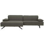 ECKSOFA in Flachgewebe Graubraun  - Anthrazit/Graubraun, Design, Textil/Metall (166/280cm) - Ambiente