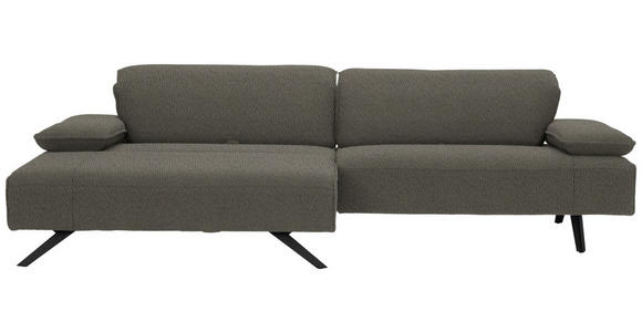 ECKSOFA in Flachgewebe Graubraun  - Anthrazit/Graubraun, Design, Textil/Metall (166/280cm) - Ambiente