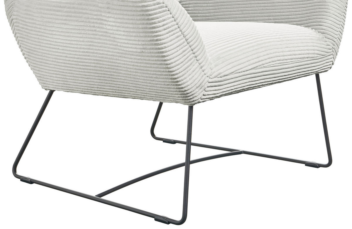 SESSEL in Cord Hellgrau  - Hellgrau/Schwarz, Design, Textil/Metall (82/102/81cm) - Hom`in