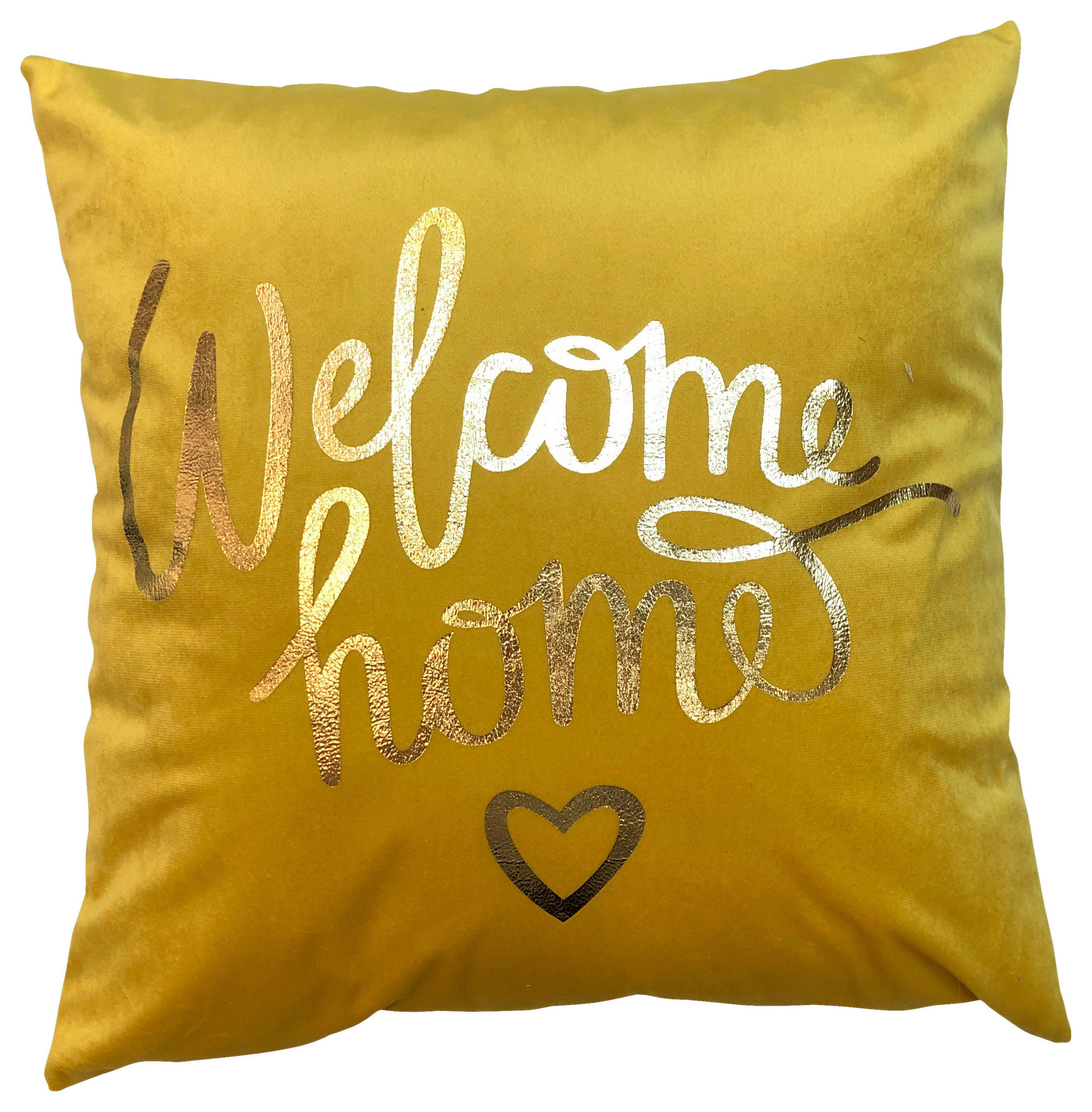 Zierkissen Welcome Home 45x45 Cm Polyester Gelb Mit Zipp