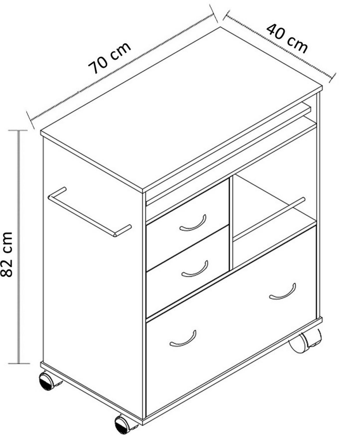 ALLZWECKWAGEN 70/40/86 cm  - Sonoma Eiche, Design, Holzwerkstoff/Kunststoff (70/40/86cm) - MID.YOU
