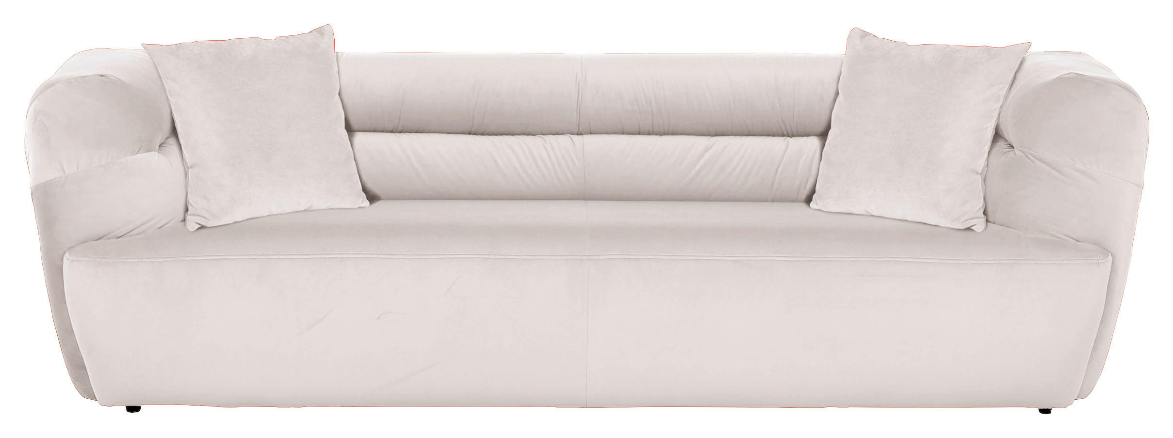 BIGSOFA Samt Creme  - Creme/Schwarz, KONVENTIONELL, Kunststoff/Textil (240/73/100cm) - Carryhome