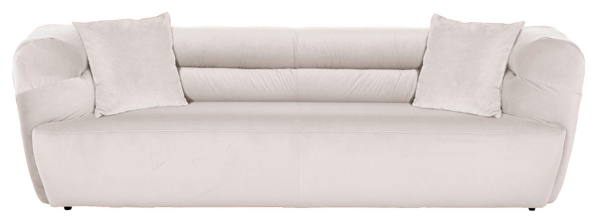 BIGSOFA Samt Creme  - Creme/Schwarz, KONVENTIONELL, Kunststoff/Textil (240/73/100cm) - Carryhome