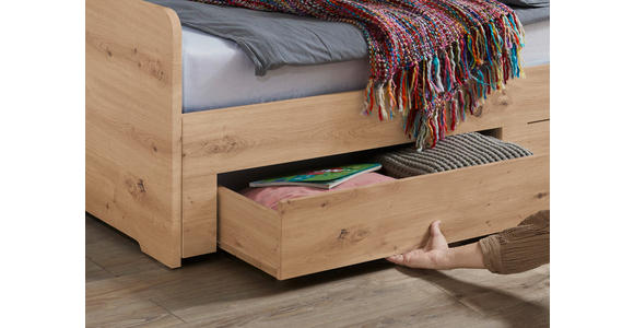 AUSZIEHBETT 90-180/200 cm  in Dunkelgrau, Eiche Artisan  - Dunkelgrau/Buchefarben, KONVENTIONELL, Holzwerkstoff (90-180/200cm) - Carryhome