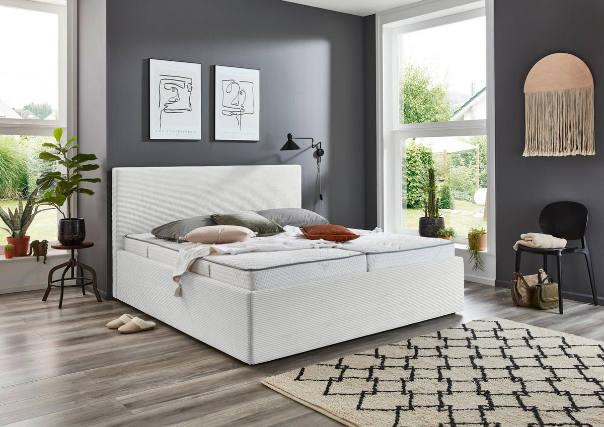 POLSTERBETT Bettkasten 160/200 cm  in Naturfarben  - Schwarz/Naturfarben, Trend, Kunststoff/Textil (160/200cm) - Boxxx