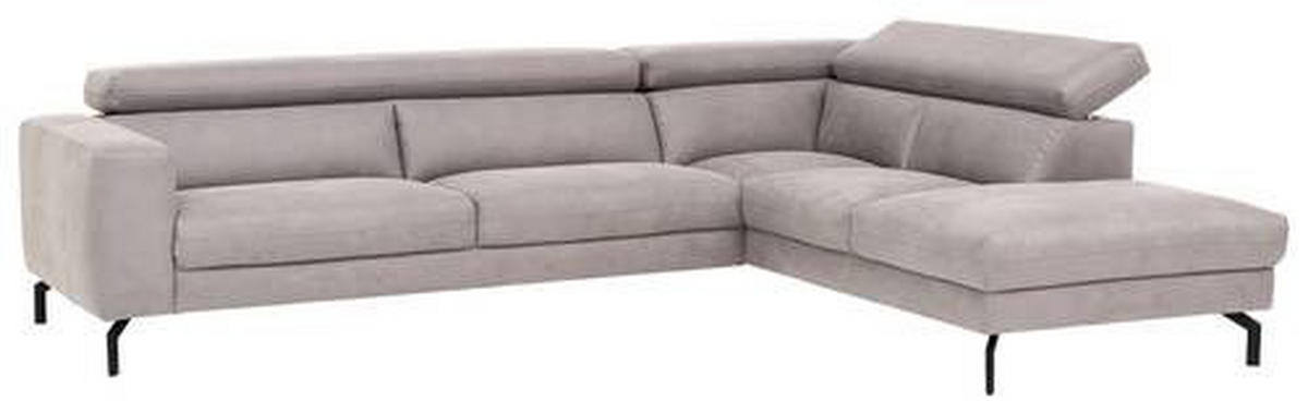 ECKSOFA in Mikrofaser Silberfarben  - Silberfarben/Schwarz, Modern, Textil/Metall (305/233cm) - Trendmanufaktur