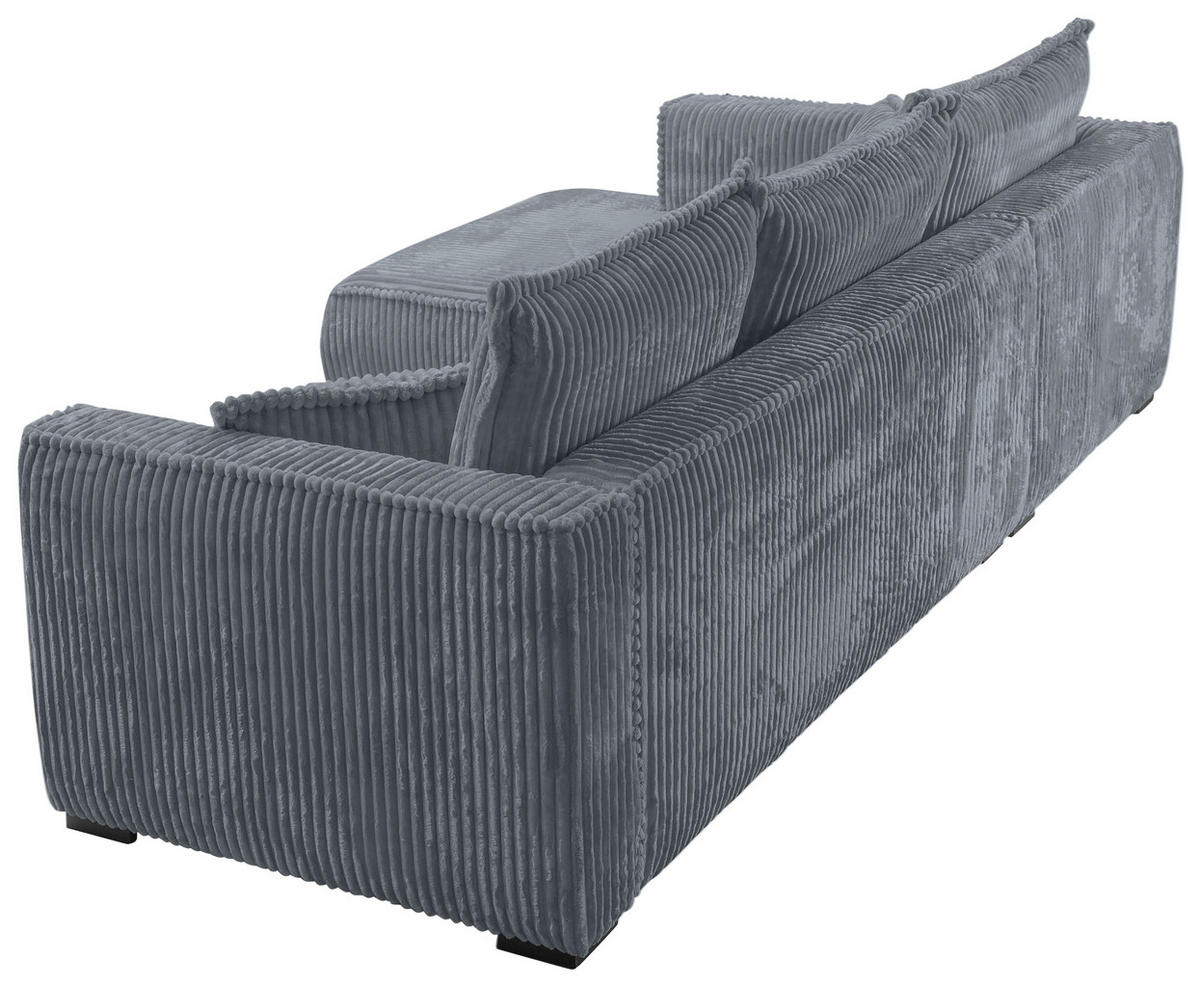 ECKSOFA in Cord Grau  - Schwarz/Grau, Modern, Holz/Textil (208/322cm) - MID.YOU