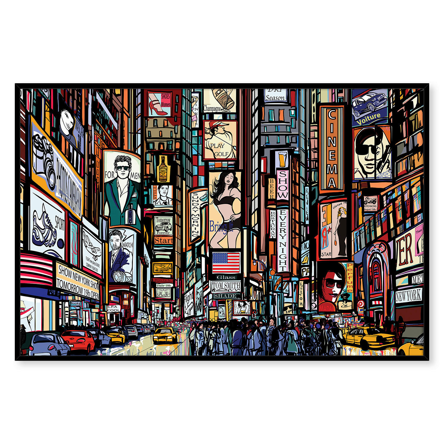 UMĚLECKÝ TISK, města, 118/78 cm  - černá/vícebarevná, Design, karton/kompozitní dřevo (118/78cm) - Monee