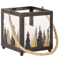 LATERNE  - Klar/Schwarz, KONVENTIONELL, Glas/Metall (16,00/16,00/17,50cm) - X-Mas