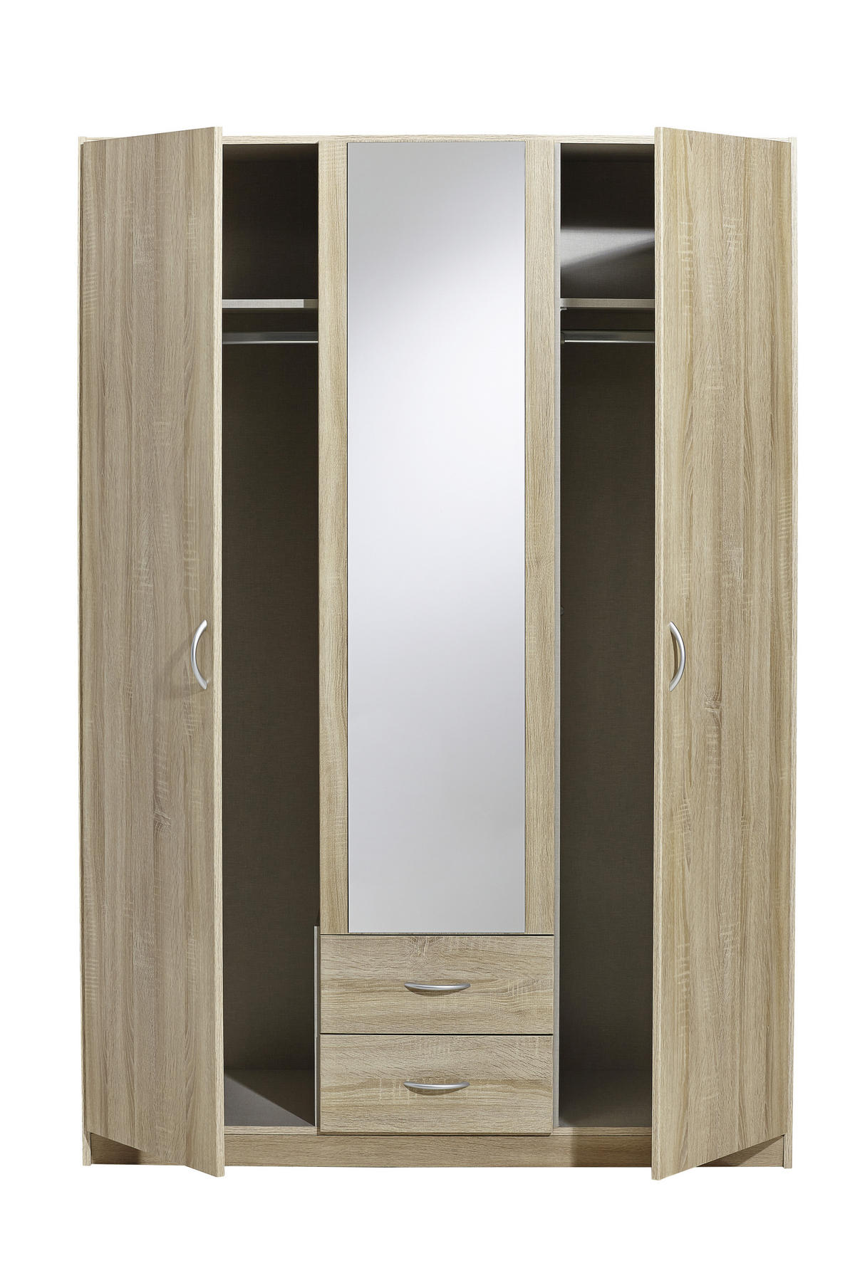 KLEIDERSCHRANK in Sonoma Eiche  - Silberfarben/Sonoma Eiche, Design, Holzwerkstoff/Kunststoff (136/197/54cm) - Boxxx