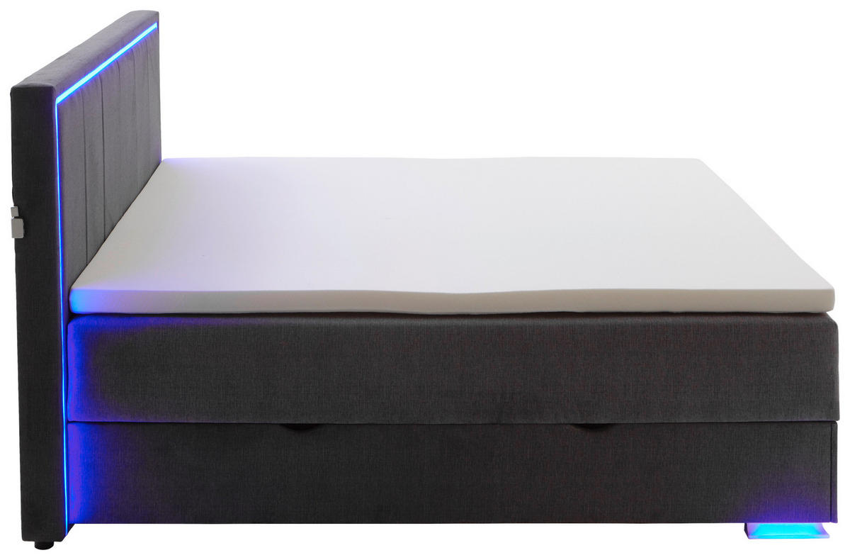 POSTEL BOXSPRING, 180/200 cm, antracitová - barvy chromu/antracitová, Design, textil/plast (180/200cm) - Boxxx