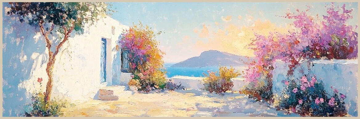 Euroart Metallbild Greek Ambience I - Haptic Effect Mehrfarbig 60x180x4 cm