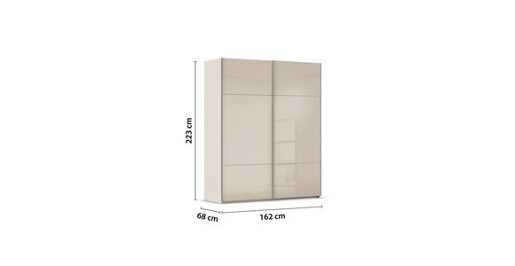 SCHWEBETÜRENSCHRANK 162/223/68 cm 2-türig Champagner - Champagner/Alufarben, KONVENTIONELL, Glas/Holzwerkstoff (162/223/68cm) - Novel