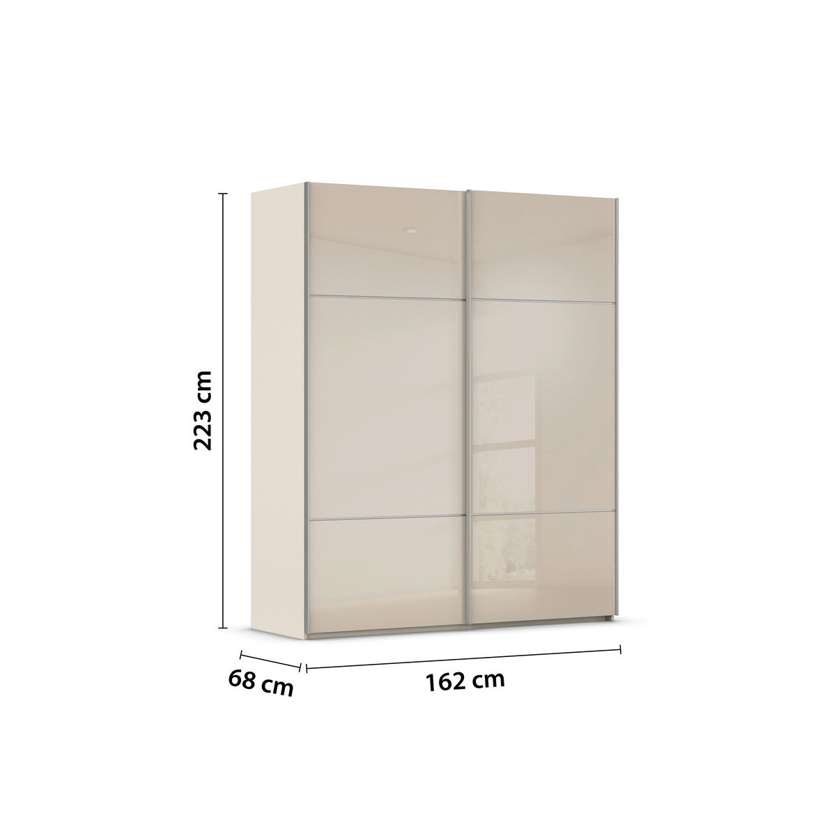 SCHWEBETÜRENSCHRANK in Champagner  - Champagner/Alufarben, Konventionell, Glas/Holzwerkstoff (162/223/68cm) - Novel