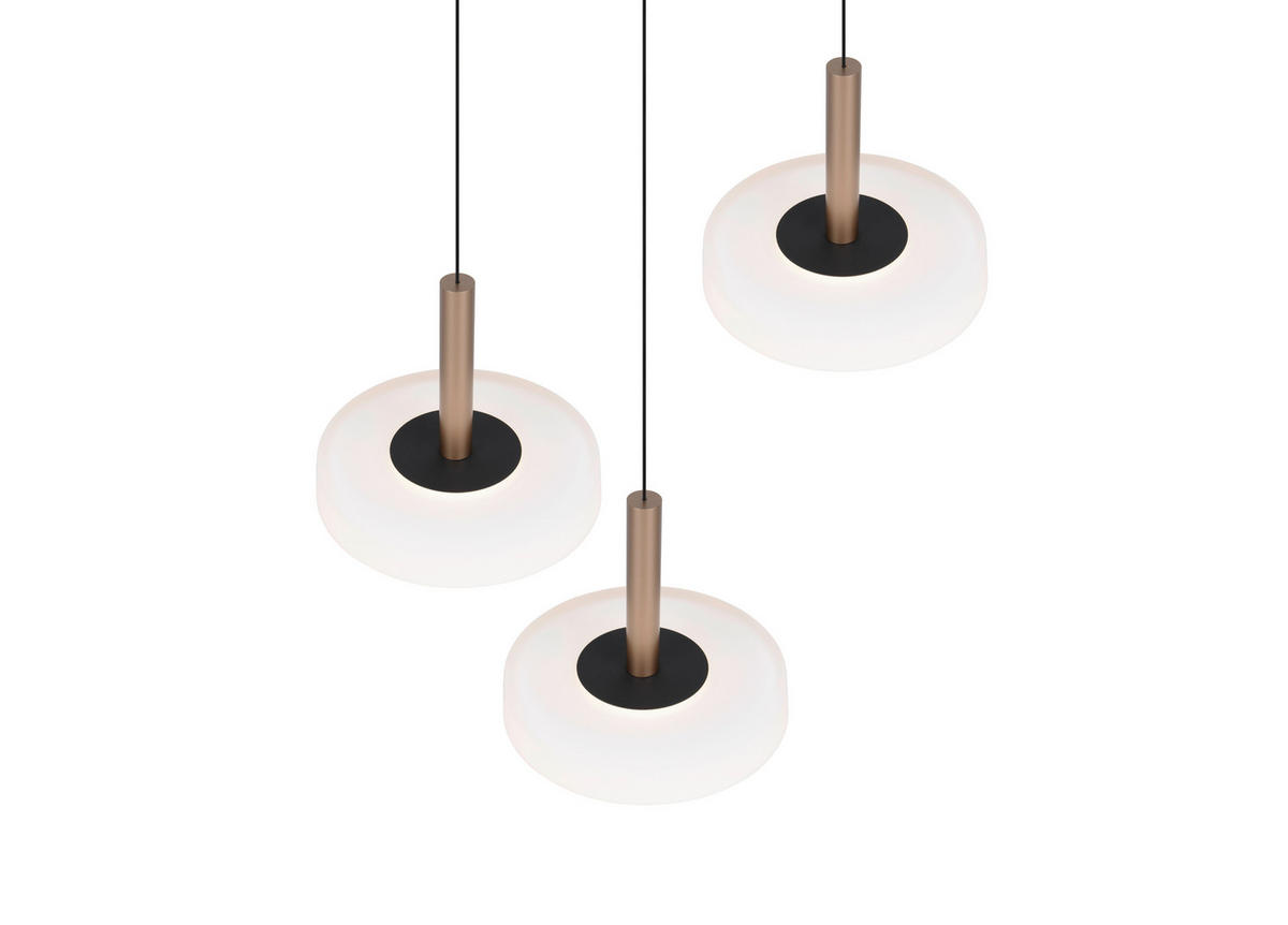 LED-PENDELLEUCHTE 35/200 cm    - Weiss/Braun, Design, Glas/Metall (35/200cm) - Trio Leuchten