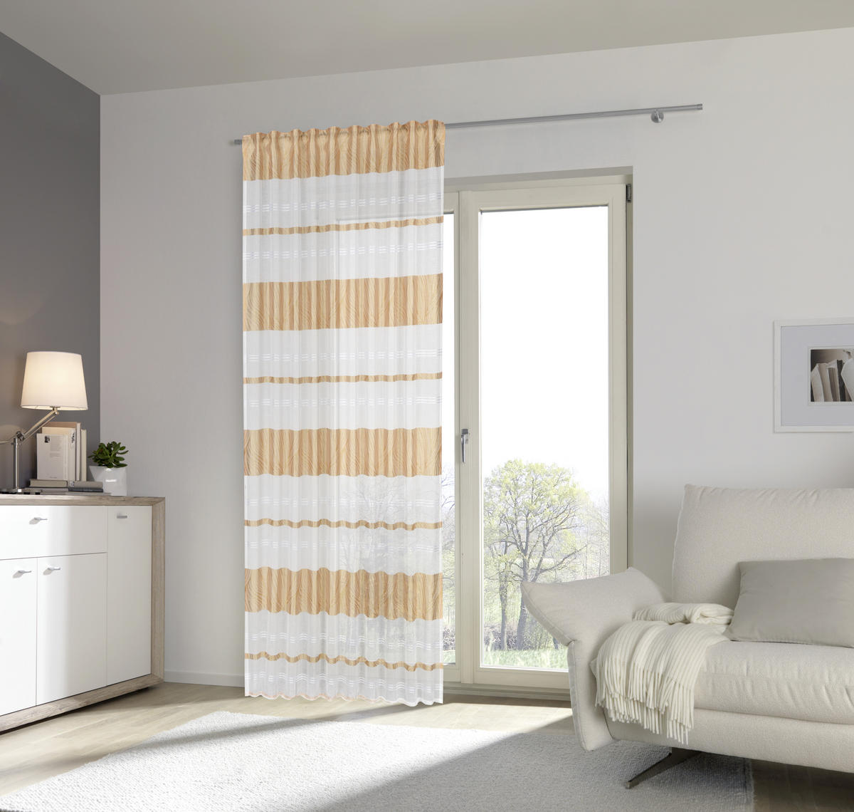 HOTOVÝ ZÁVĚS, průhledné, 140/245 cm - žlutá, Design, textil (140/245cm) - Esposa