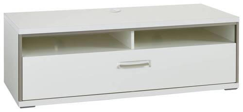 TV-ELEMENT - Weiß Hochglanz/Silberfarben, Design, Holzwerkstoff/Metall (132/47/58cm) - Livetastic