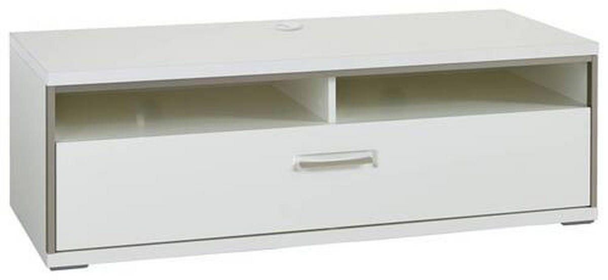 TV-ELEMENT Accra  in 132/47/58 cm  - Weiss Hochglanz/Weiss, Design, Holzwerkstoff/Metall (132/47/58cm) - Livetastic