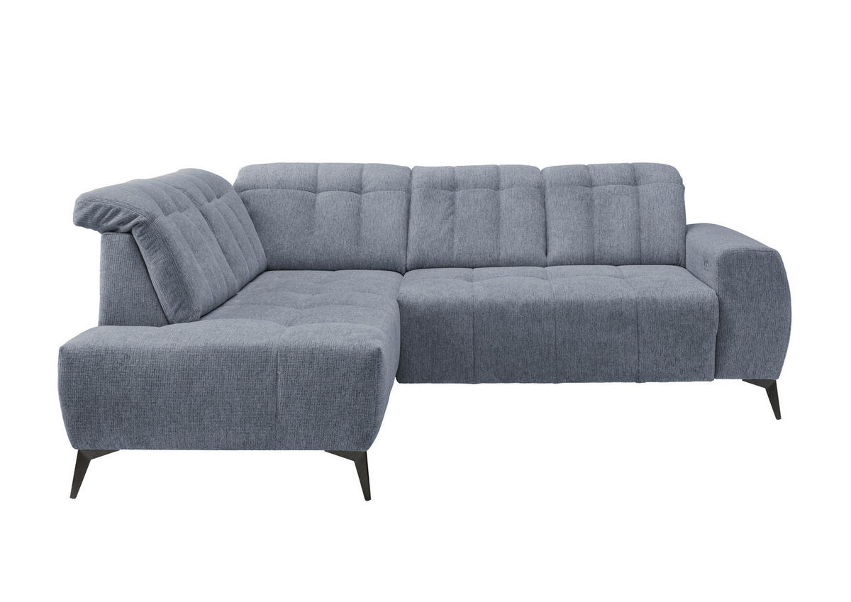 ECKSOFA in Chenille Hellblau  - Schwarz/Hellblau, Modern, Textil/Metall (200/261cm) - Livetastic