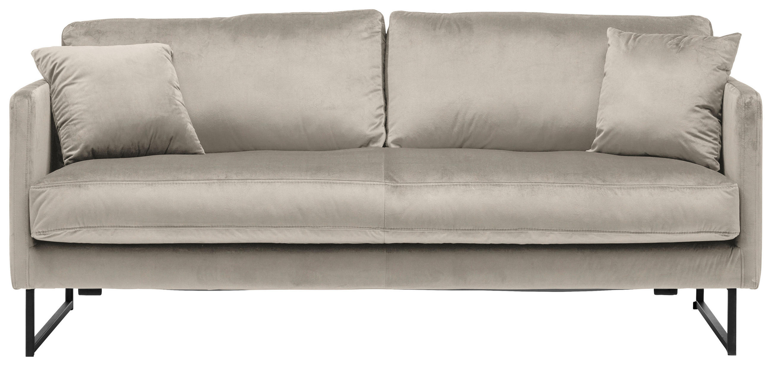 2,5-SITZER in Samt Taupe - Taupe/Schwarz, Design, Textil/Metall (180/78/84cm) - Carryhome
