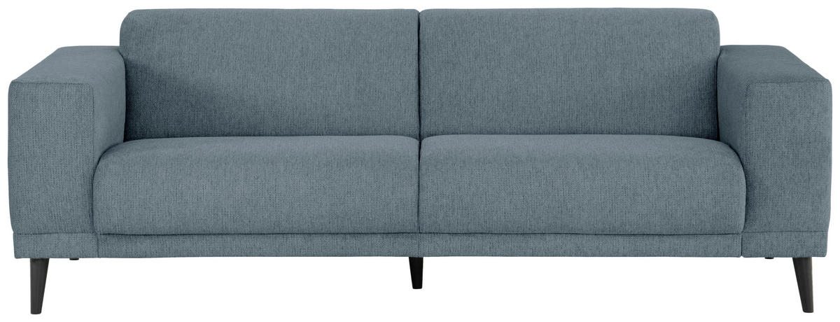 3-SITZER-SOFA in Webstoff Blaugrau  - Blaugrau/Schwarz, Design, Holz/Textil (218/77/93cm) - MID.YOU