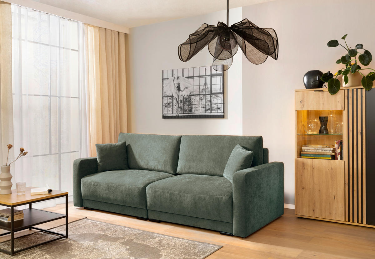 2-SITZER-SOFA in Chenille Dunkelgrau  - Dunkelgrau/Schwarz, Konventionell, Kunststoff/Textil (233/90/110cm) - MID.YOU