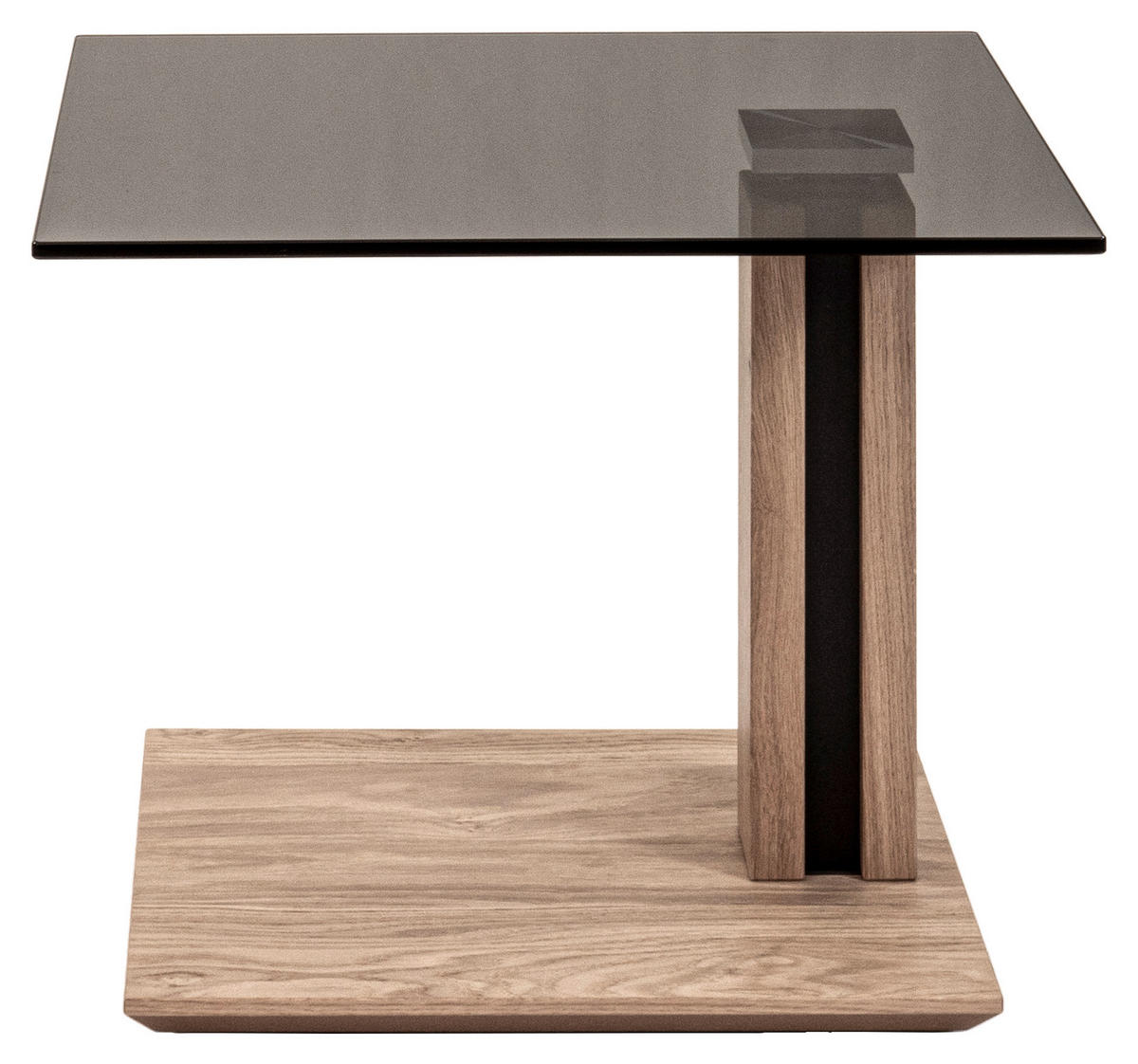 BEISTELLTISCH 55/47/47-65 cm Wildeiche furniert Grau, Wildeiche rechteckig  - Wildeiche/Grau, Design, Glas/Holz (55/47/47-65cm) - Venda