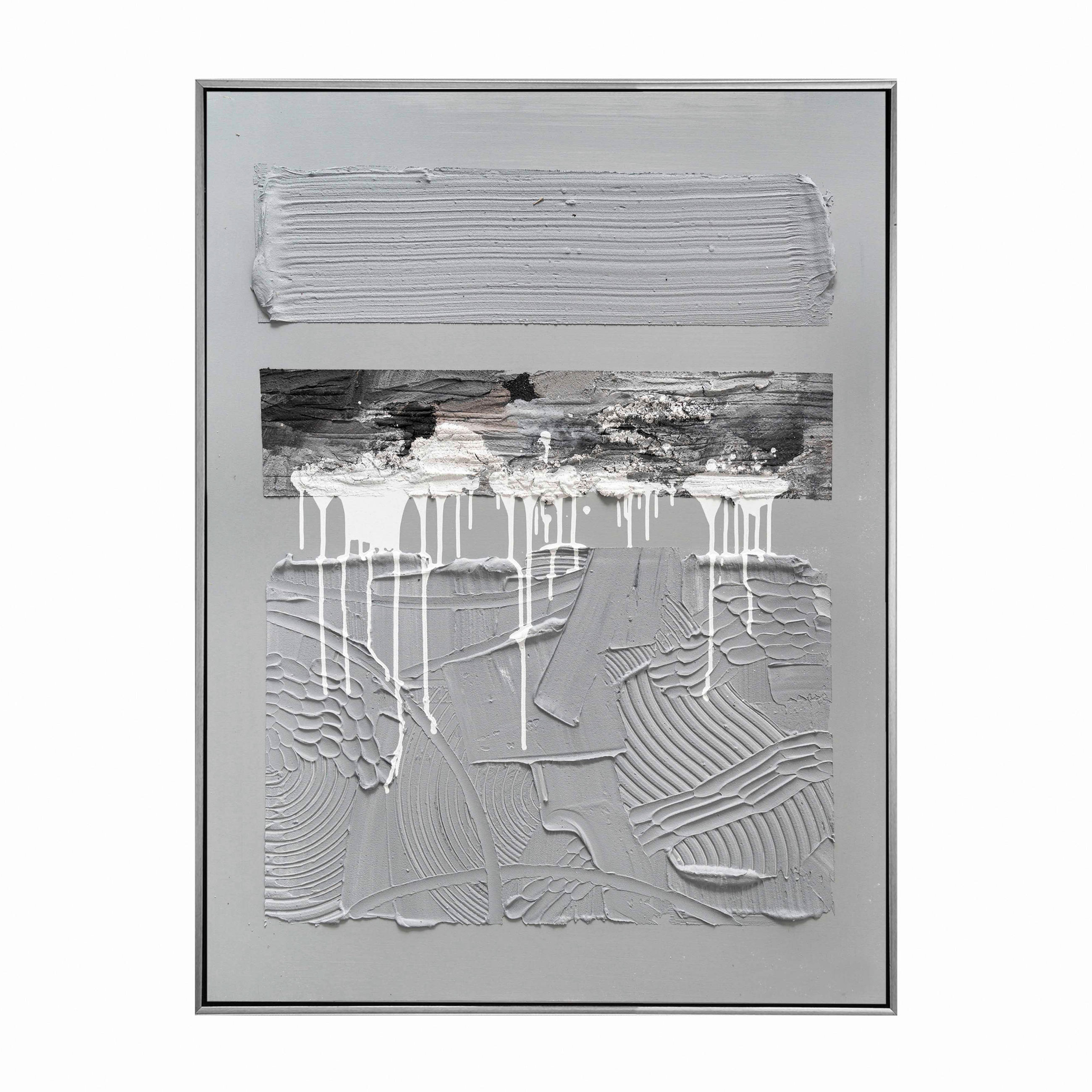 OLJEMÅLNING 90/120 cm  - ljusblå/silver, Design, trä/textil (90/120cm) - Monee
