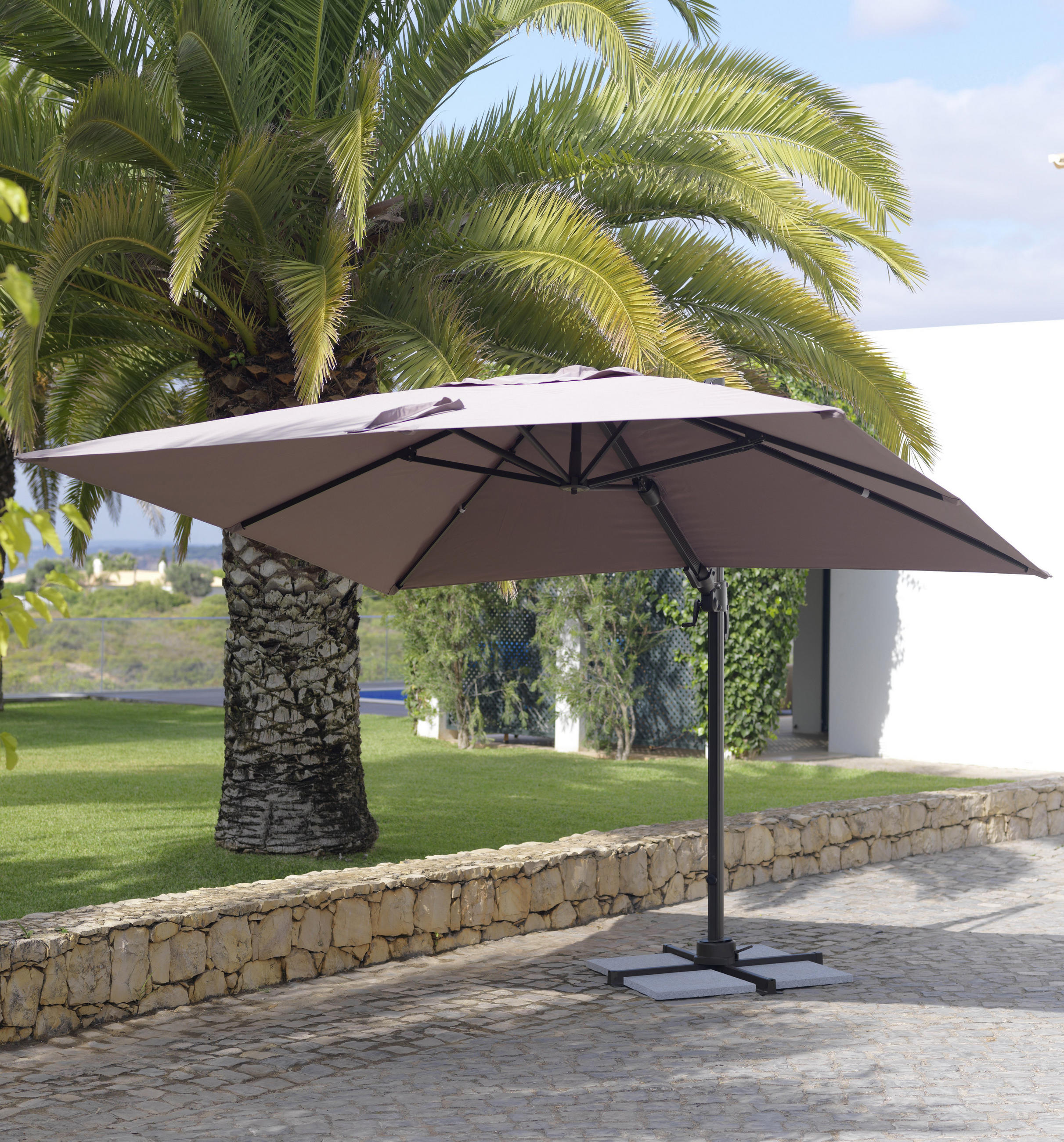 SENČNIK - temno rjava/rjava, Trendi, kovina/tekstil (300/265/300cm) - Ambia Garden