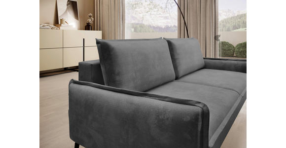 SCHLAFSOFA  mit Liegefunktion, Rücken echt Chenille Graphitfarben  - Schwarz/Graphitfarben, KONVENTIONELL, Textil/Metall (223/89/107cm) - Carryhome