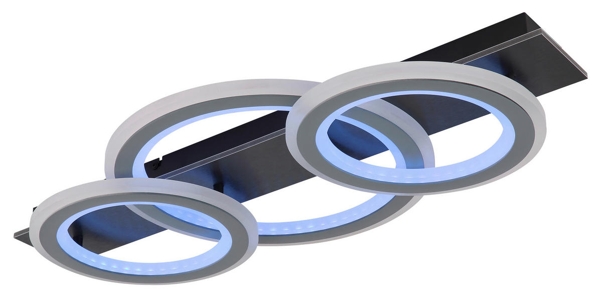 STROPNÍ LED SVÍTIDLO, 73/37/8 cm - šedá/černá, Design, kov/plast (73/37/8cm) - Globo