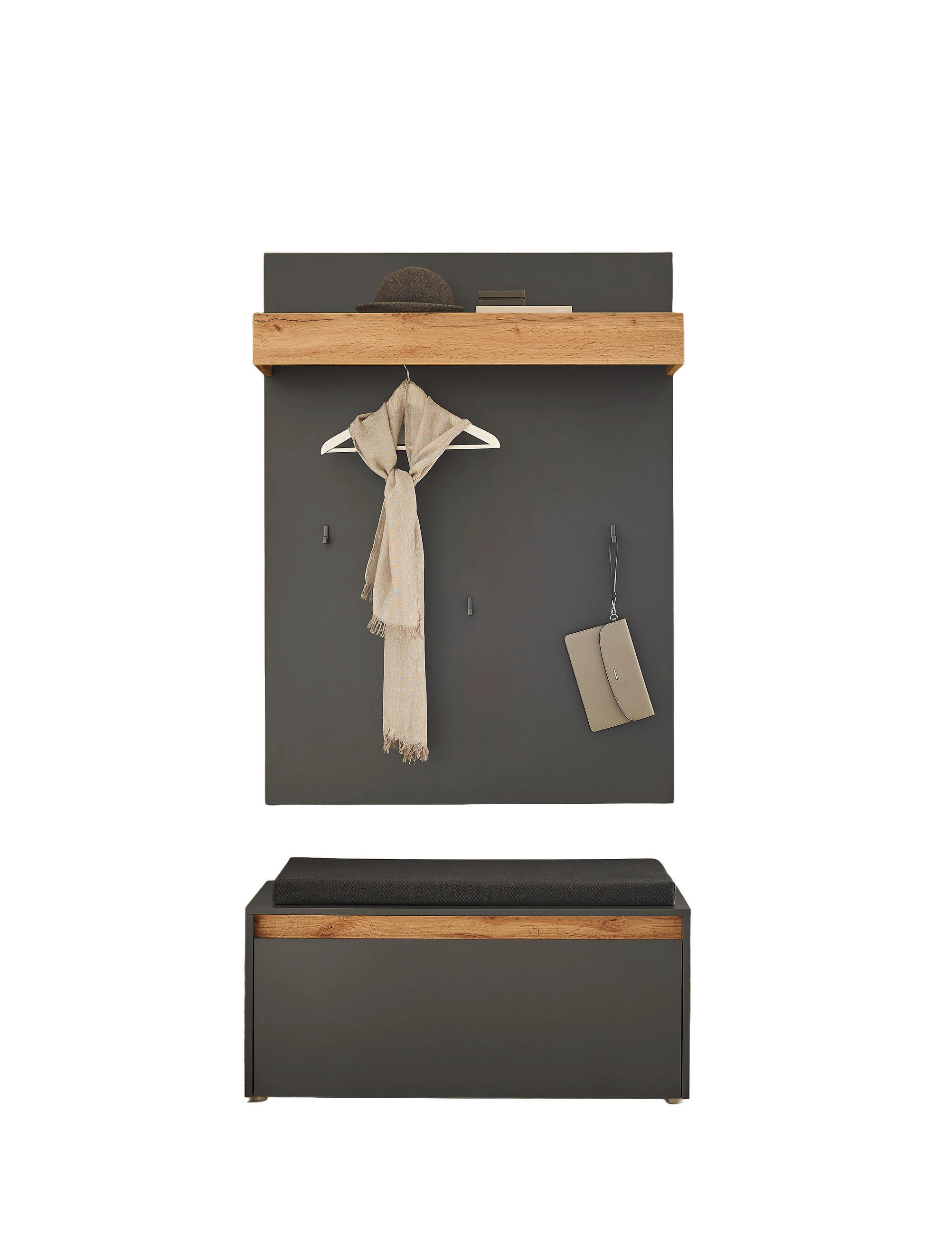 GARDEROBE 3-teilig  in 100/200/40 cm  - Anthrazit/Eiche Wotan, Design, Holzwerkstoff/Textil (100/200/40cm) - Modante