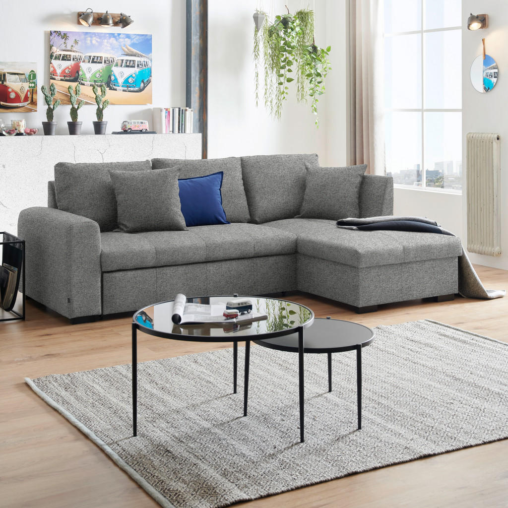 Thumbnail - Xora Ecksofa, Hellgrau, Textil, 3-Sitzer, Füllung: Schaumstoff, Ottomane rechts, L-Form, 238x158 cm, Made in EU, seitenv...