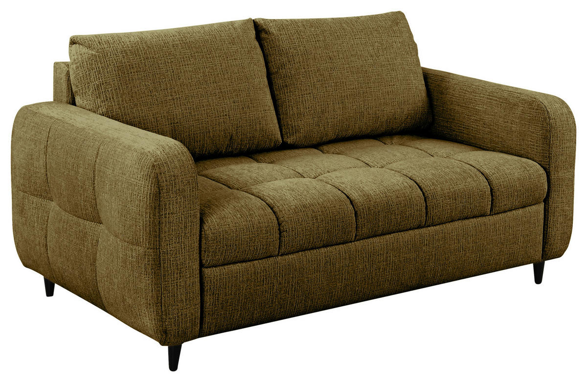 2-SITZER-SOFA Flachgewebe Olivgrün  - Schwarz/Olivgrün, MODERN, Holz/Textil (167/88/101cm) - Lomoco