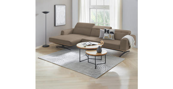 ECKSOFA  in Echtleder Hellbraun Kopfteilverstellung  163/305 cm  - Hellbraun/Eichefarben, Design, Leder/Holz (163/305cm) - Novel