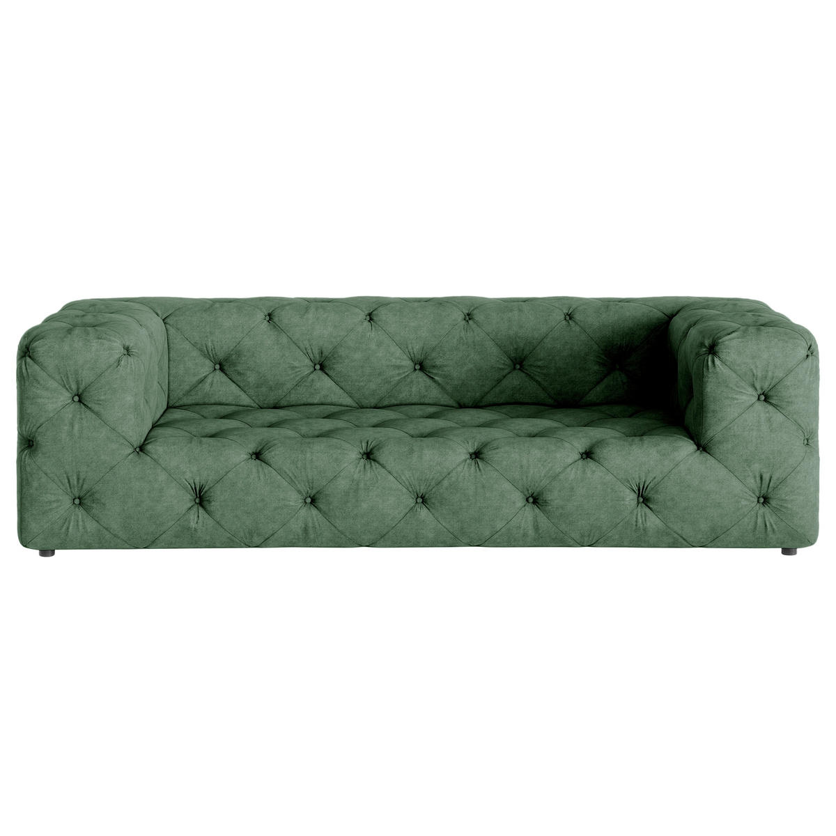 3-SITZER-SOFA Mikrofaser Waldgrün  - Waldgrün/Schwarz, Design, Kunststoff/Textil (230/71/100cm) - P & B