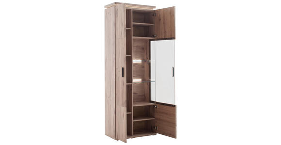 VITRINE Eiche dunkel 75/208/38 cm - Eiche dunkel/Anthrazit, KONVENTIONELL, Glas/Holzwerkstoff (75/208/38cm) - Cantus