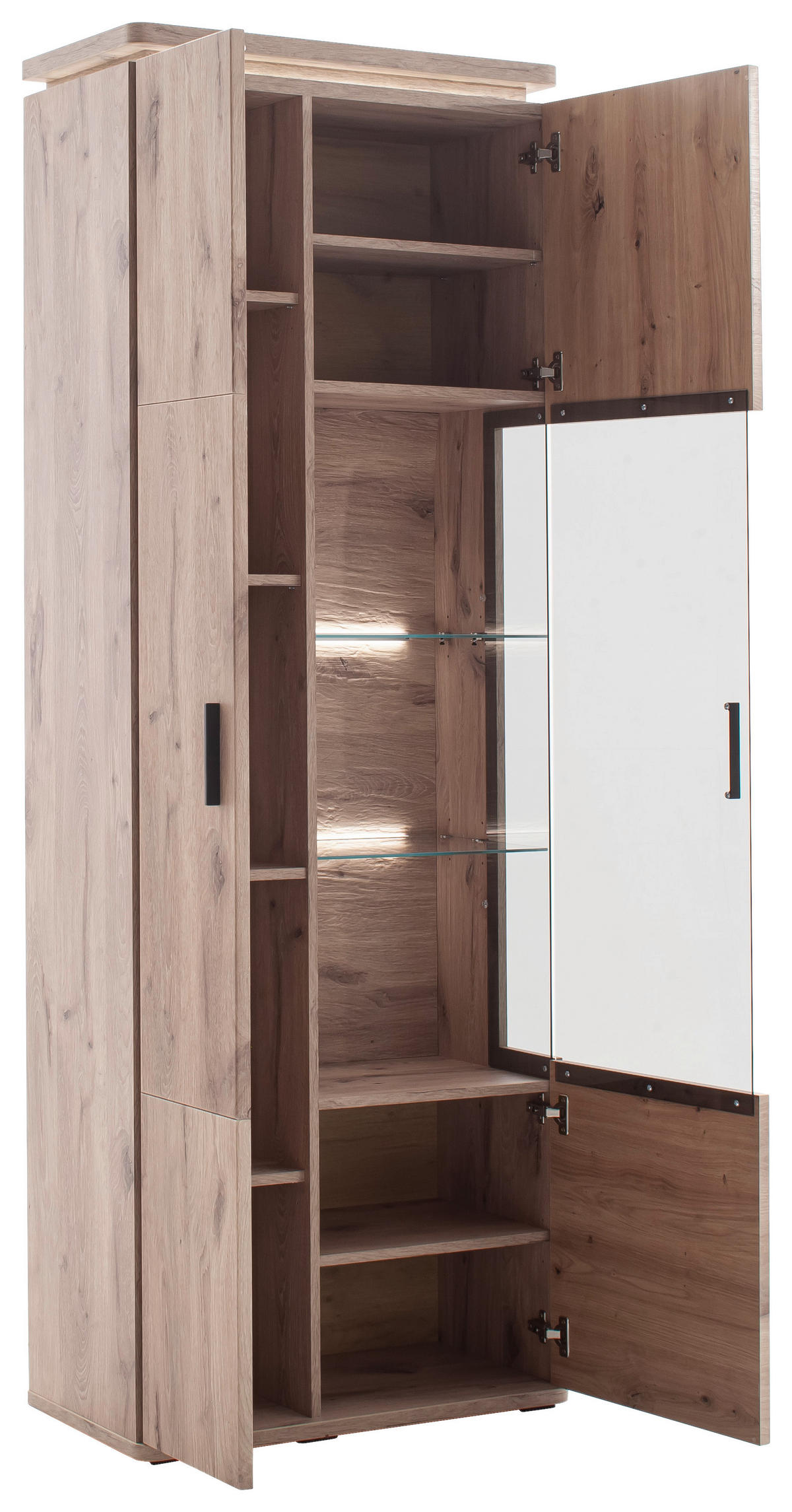 VITRINE Eiche dunkel  75/208/38 cm  - Eiche dunkel/Anthrazit, Konventionell, Glas/Holzwerkstoff (75/208/38cm) - Cantus