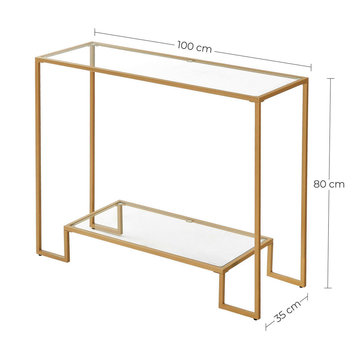 KONSOLENTISCH Goldfarben  - Goldfarben, Trend, Glas/Metall (100/35/80cm) - Boxxx