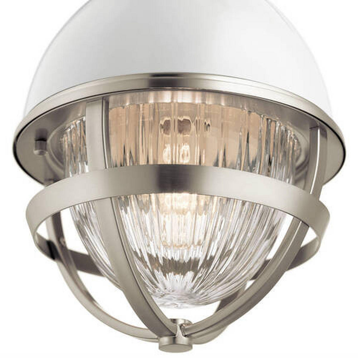 HÄNGELEUCHTE 20.4/44.5 cm    - Weiss/Nickelfarben, Design, Glas/Metall (20.4/44.5cm) - Elstead Lighting