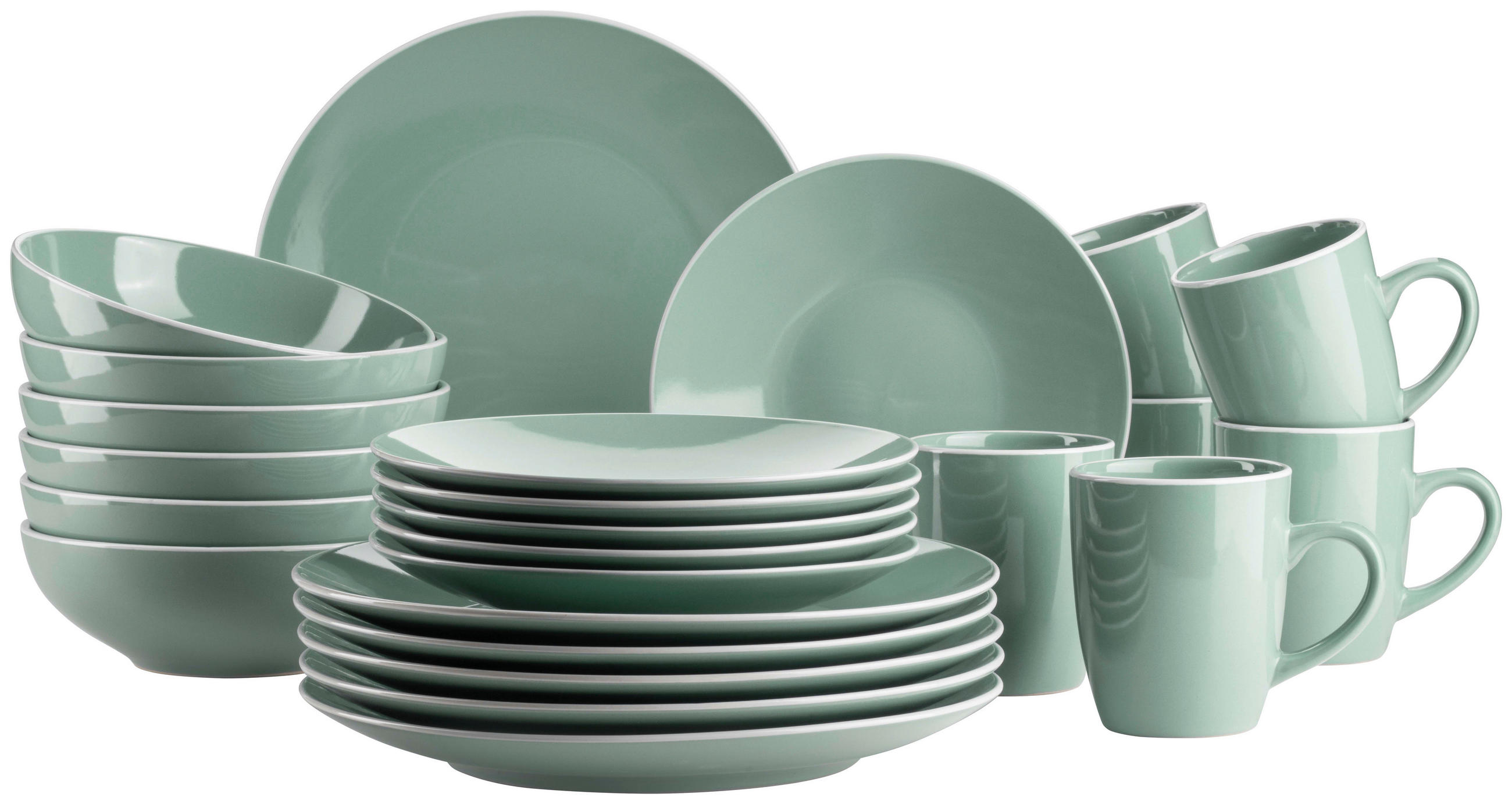 KOMBISERVICE Grün Elissa 24-teilig 6 Personen  - Grün, Basics, Keramik (46,5/33/32cm) - Mäser
